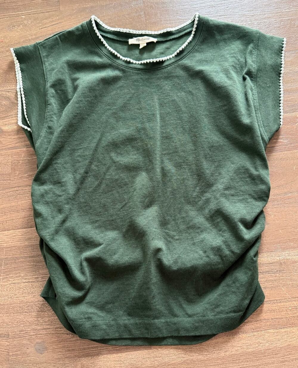 Madewell Side-Cinch Muscle Tee Size Small Forest Green